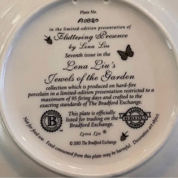 Lena Liu Collectible Floral Butterfly Plate - Picture 5 of 5